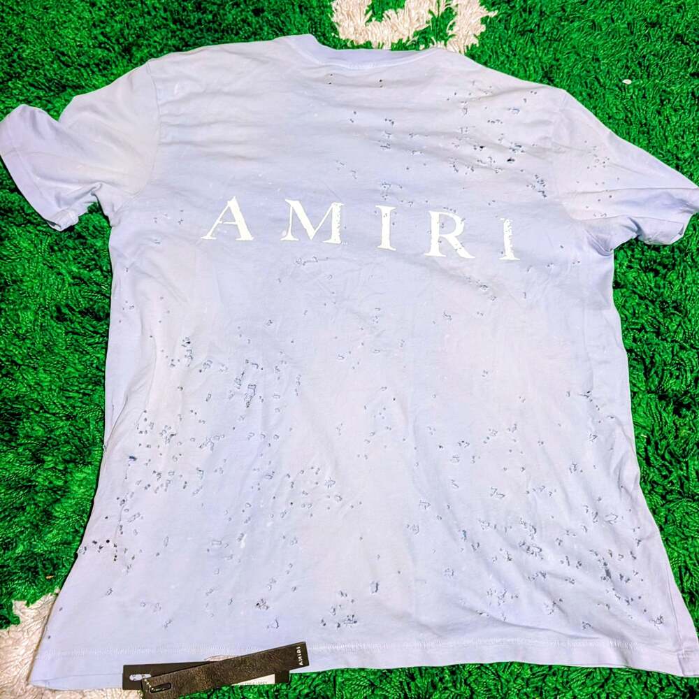 Amiri MA Washed Shotgun Tee in Gray Dawn